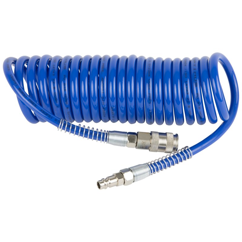 OPT-7655 Шланг пневматический спиральный с БРС, 5м, 6,5*10мм OPTIMUS