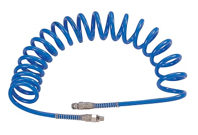 Шланг пневматический спиральный высокого давления 10х15 мм, 15 м, М3/8, полиуретановый MIGHTY SEVEN