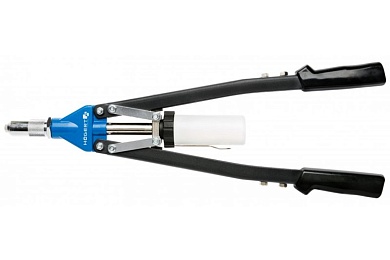 HOEGERT Заклепочник ручной 530 мм, для стальных и алюминиевых заклепок, 5 сменных головок до 6,4 мм