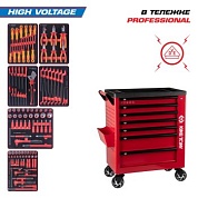 Набор инструментов 117 предметов, "HIGH VOLTAGE", в красной тележке KING TONY 9G38-117MRVER