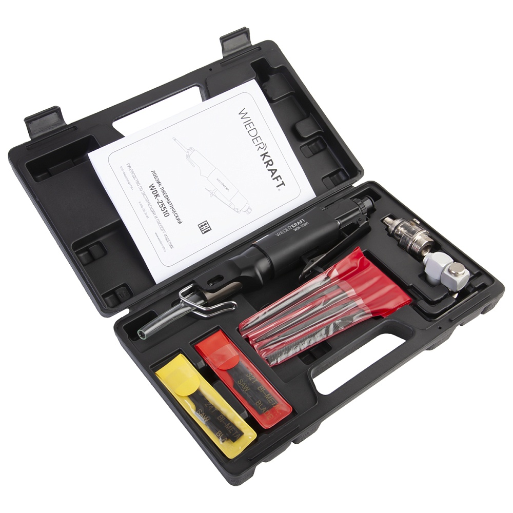 WDK-25510 Лобзик пневматический с набором аксессуаров, 22 предмета