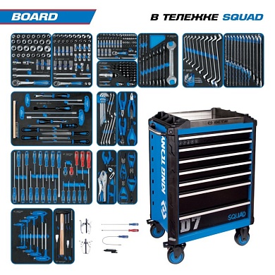Набор инструментов 325 предметов, "BOARD", в синей тележке KING TONY 9SQ31-325MRV