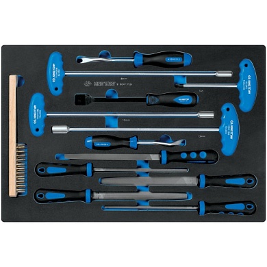 KING TONY Набор напильников, ключей торцевых Т-типа, съемники клипс и металлическая щетка, ложемент, 13 предметов KING TONY 9-90413TQV