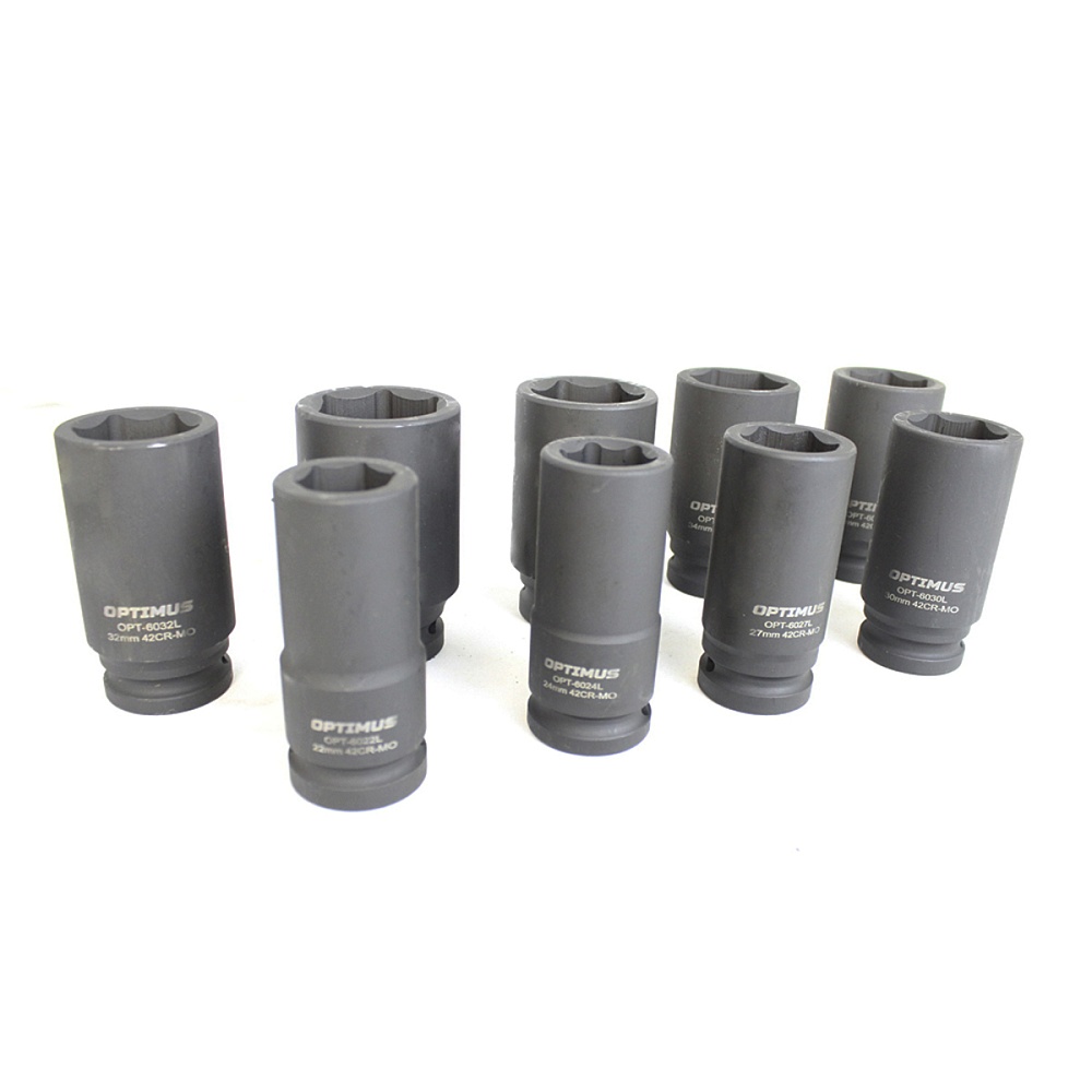 OPT-60209 Набор ударных головок глубоких 3/4" 9 пр., 22-38 мм. OPTIMUS