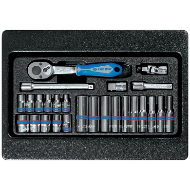 KING TONY Набор торцевых головок 1/4" с принадлежностями, ложемент, 26 предметов KING TONY 9-2526MR