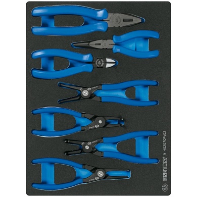 KING TONY Набор съемников стопорных колец, пассатижей и бокорезов, ложемент, 7 предметов KING TONY 9-40207GPV02