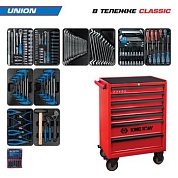 Набор инструментов 173 предмета, "UNION", в красной тележке KING TONY 934-000MR