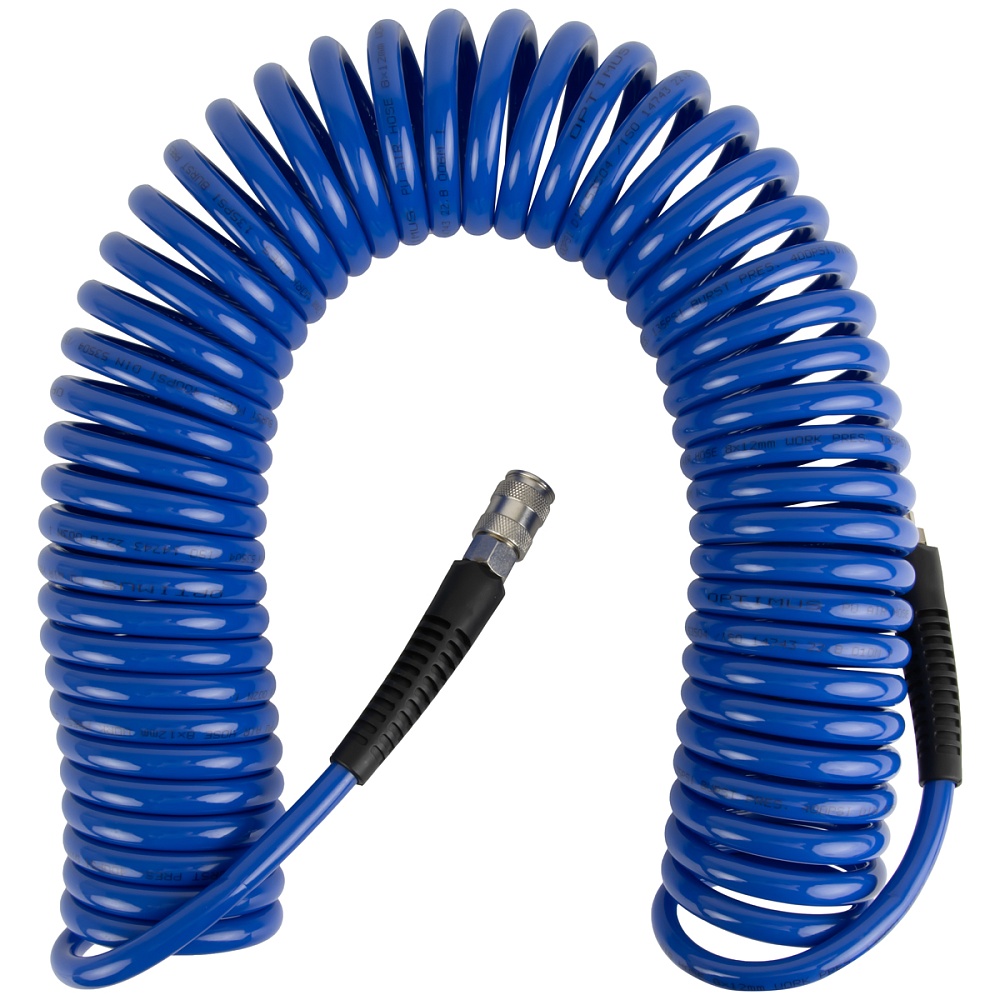 OPT-7812 Шланг пневматический спиральный с БРС, 12м, 8*12мм OPTIMUS