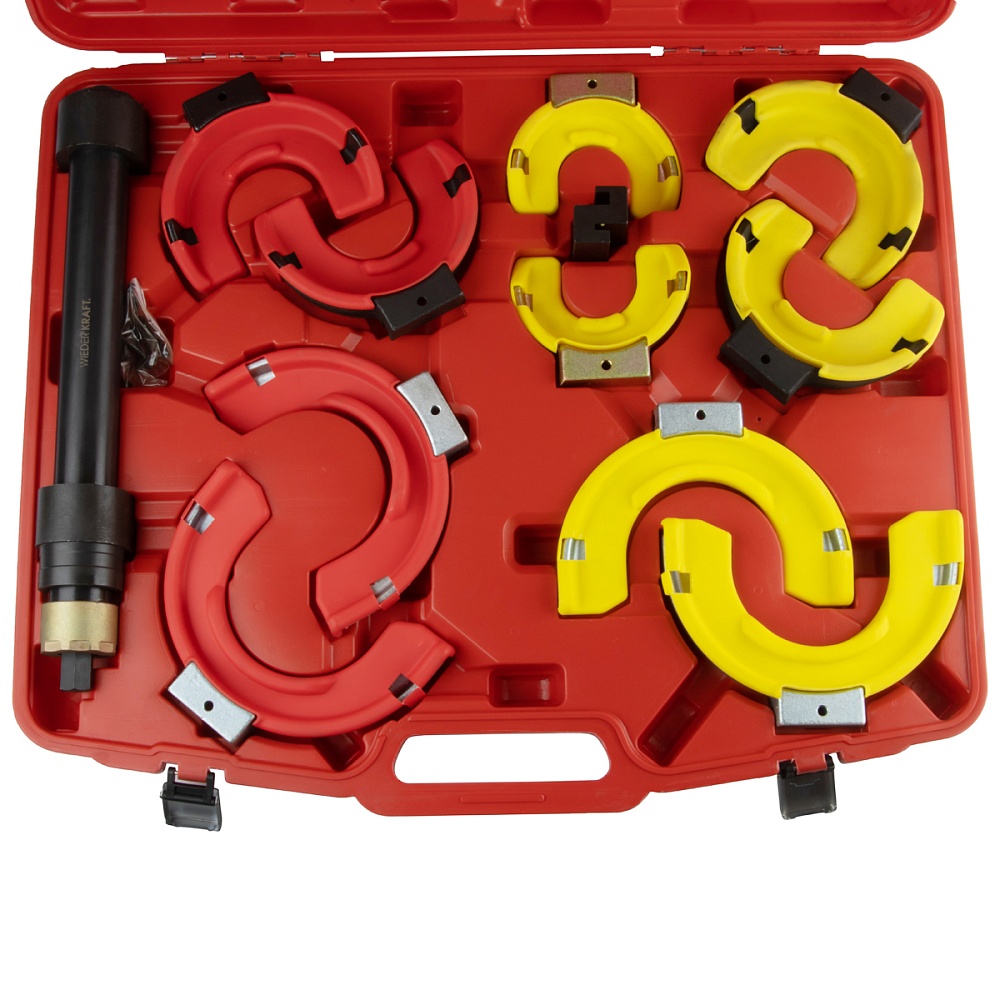 WDK-214029A Съемник пружин усиленный, 5 пар захватов для сжатия и сборки/разборки стоек амортизаторо Wiederkraft