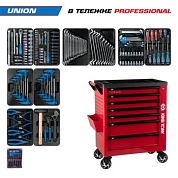 Набор инструментов 173 предмета, "UNION", в красной тележке KING TONY 9G38-000MRR