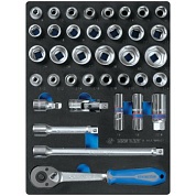 KING TONY Набор торцевых головок 1/2" с принадлежностями, шестигранные, ложемент, 37 предметов KING TONY 9-4537MRV01