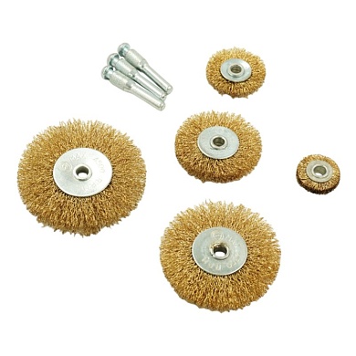 OPTIMUS-BR110 Щетки по металлу для дрели/шуруповерта, набор 5 шт., латунированная сталь
